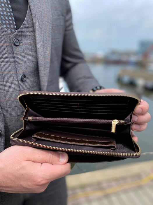 Мужской кожаный клатч арт. KLK005 BROWN MATTE