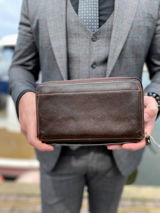 Мужской кожаный клатч арт. KLK005 BROWN MATTE